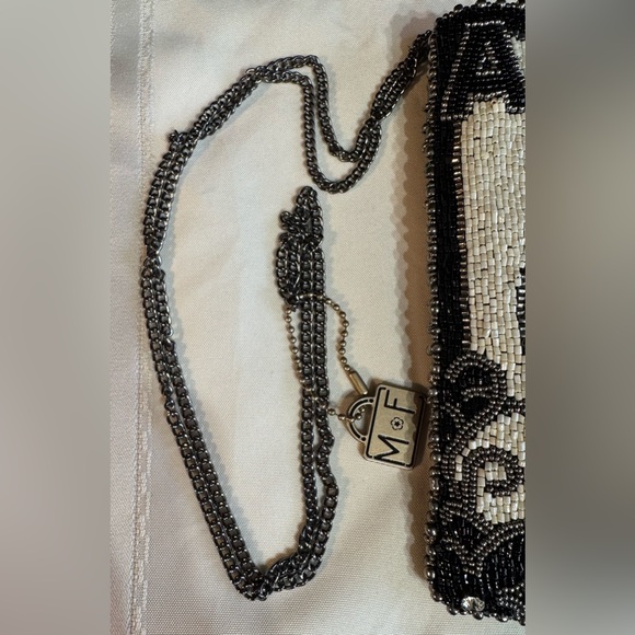 Mary Frances You’re Aces Cell Phone/Glass Black&Cream Beaded Crossbody Handbag - Picture 12 of 16